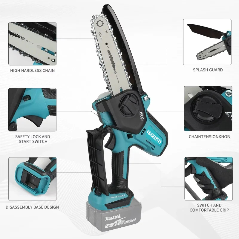 VESMATITY 6 Inch Cordless Elec - Mini Electric Chainsaw 6 Inch ulasan dan harga