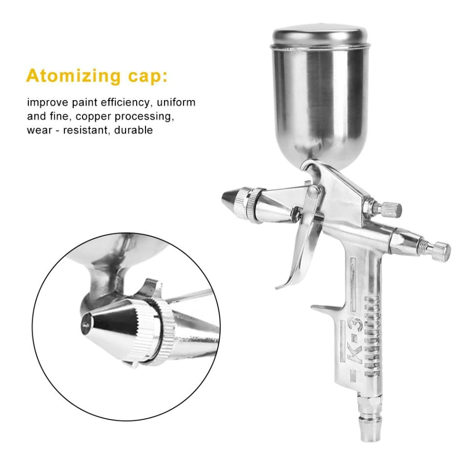125ml Mini Spray Gun 0.5mm Noz - Airbrush Kit With Mini Compressor ulasan dan harga
