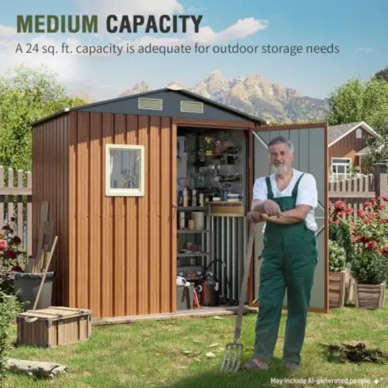 Outdoor Storage Shed 6x4 Ft, L - Garden Tools ulasan dan harga