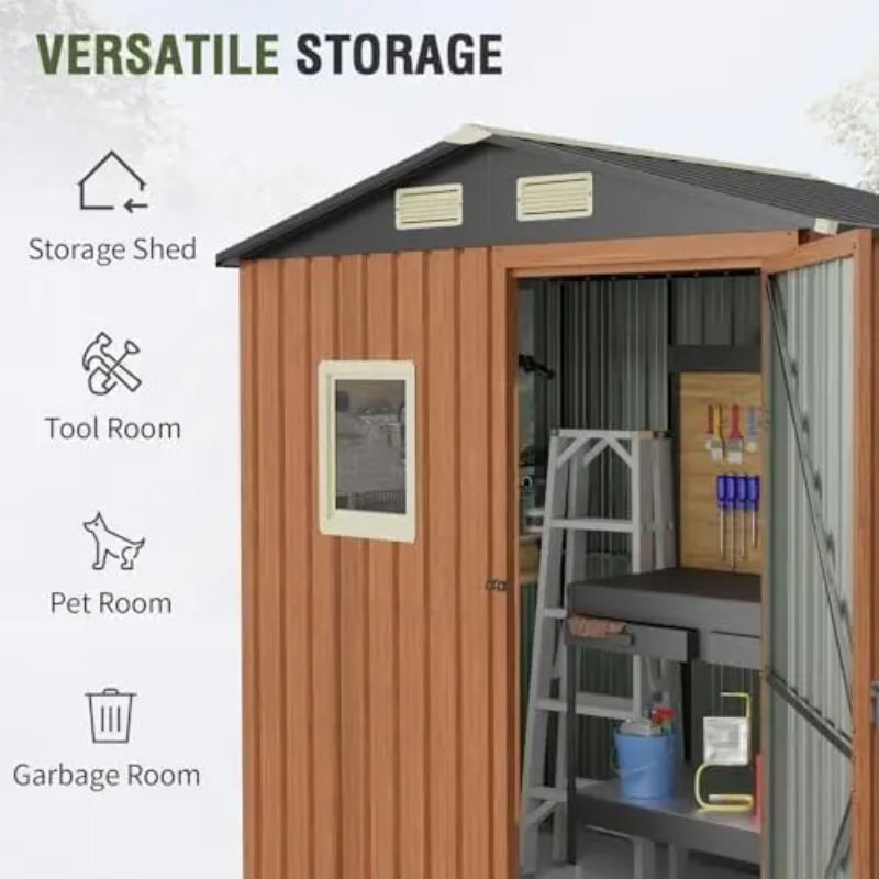 Outdoor Storage Shed 6x4 Ft, L - Garden Tools ulasan dan harga