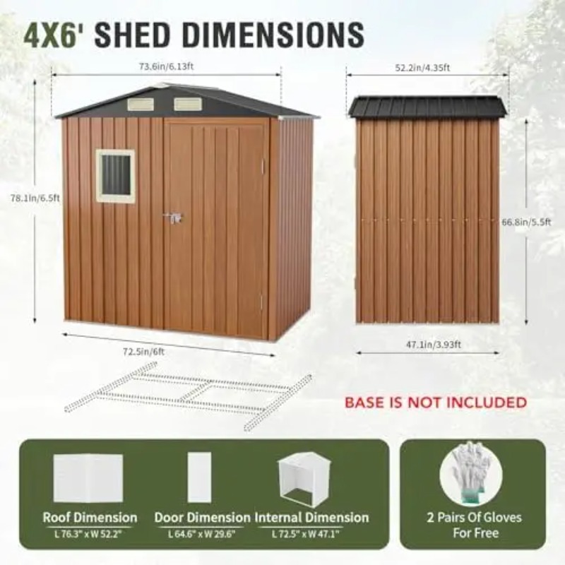 Outdoor Storage Shed 6x4 Ft, L - Garden Tools ulasan dan harga