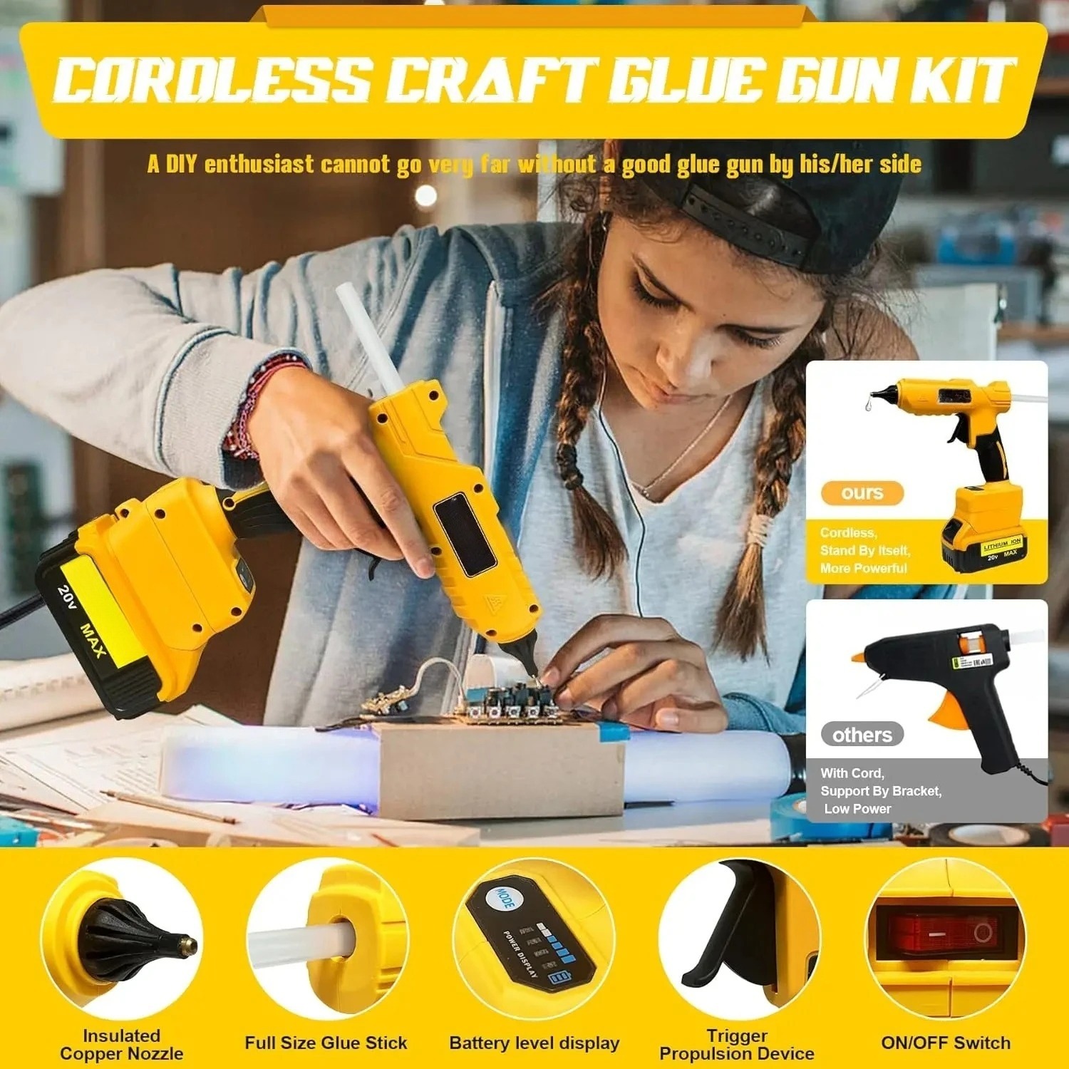 Cordless Electric Handheld Hot - Hot Melt Glue Gun Cordless ulasan dan harga